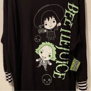 Beetle Juice Sleep Wear pajamas Women’s Size Med Black Pull Over New